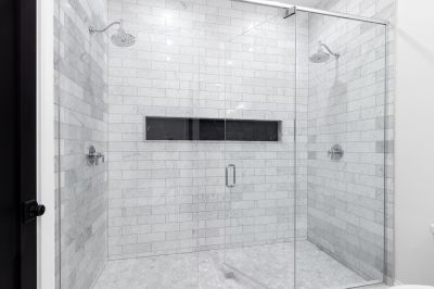 Open Concept Shower with Large Tiles